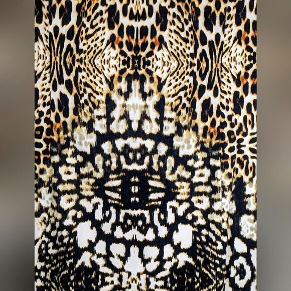 London Times Sleeveless Leopard Print Mini Dress Black Shoulder & Hem Size 6 - Picture 6 of 7